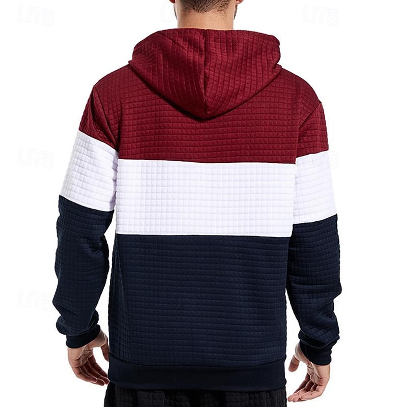 Plain Color Block Pocket Hoodie