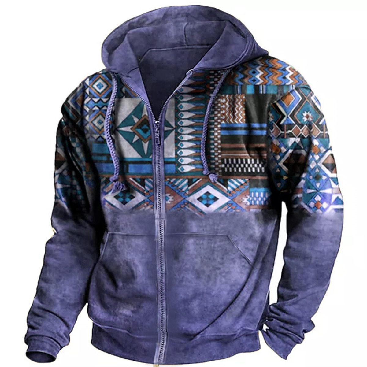 Geometric Graphic Full Zip Hoodie